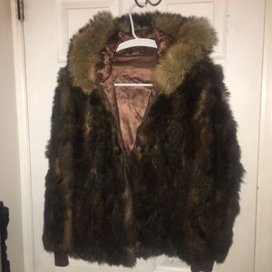 Real Fur Bomber Jacket with hood !!!